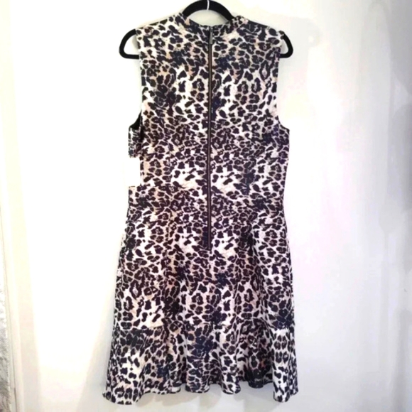 CLEARANCE Saks Fifth Avenue Dress Leopard Print Animal Sleeveless High Collar - Picture 10 of 16